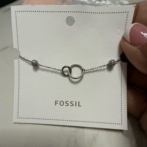 Fossil Silver Bracelet with Dual Circles